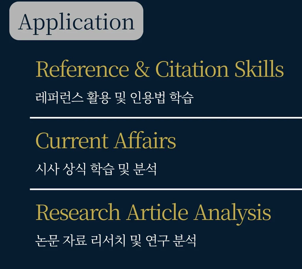 Write Lab handout listing three Application practices, Reference & Citation Skills, Current Affairs, and Research Article Analysis, each with a short description